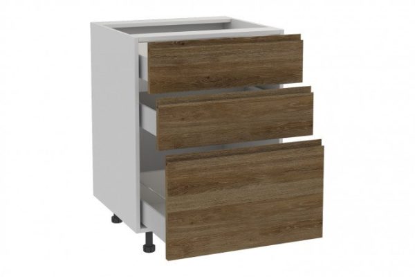 Set of fronts for a floor cabinet with 3 drawers Nicole color oak Davos truffle