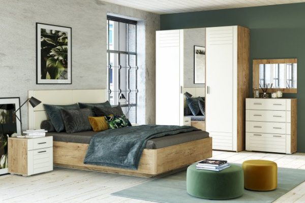 Bedroom set Livorno oak Bunratti/soft panna cotta