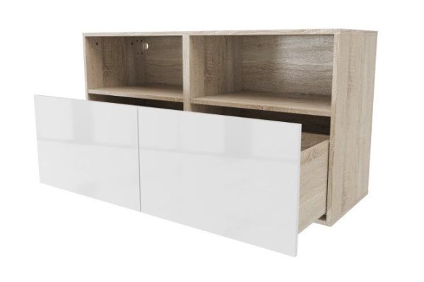 Cabinet with shelves and drawers Oscar Amika 120x64 with closers, Sonoma oak / white gloss