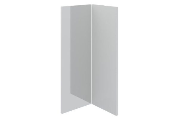 Set of fronts for wall-mounted corner L-shaped cabinet Amika gray pearlescent gloss 25.3x71.6 cm, color gray pearlescent gloss