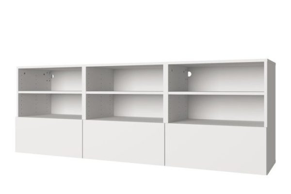 Cabinet 6 shelves and 3 drawers Oscar 180x64 with push to open