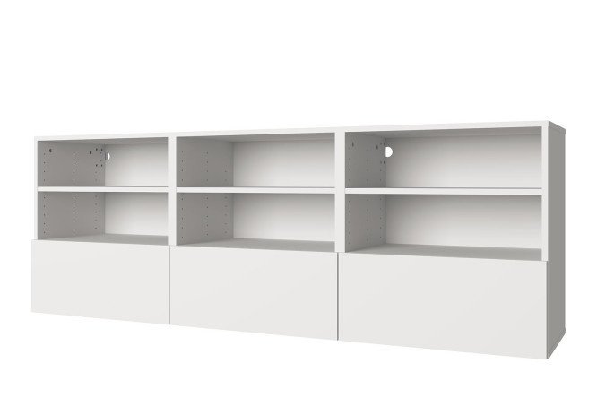 Cabinet 6 shelves and 3 drawers Oscar 180x64 with push to open