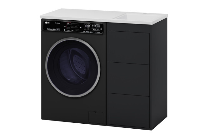 Floor cabinet for washing machine Grafit 40 GRA-01040-013Ya with 3 drawers 38.5 cm, frame color graphite, facade graphite