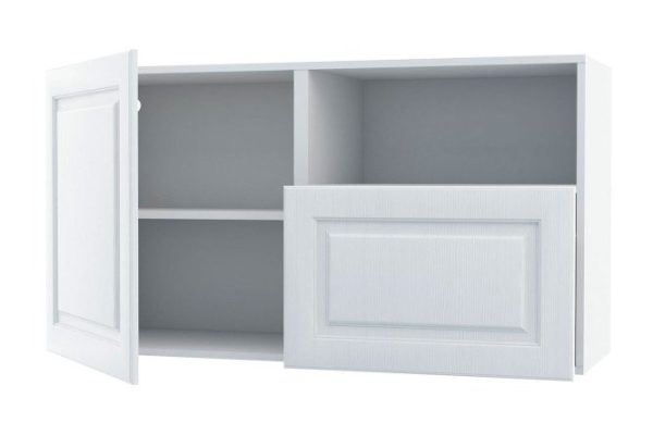 Cabinet with door, shelf and drawer Oscar Bella 120x64 with push to open, white / white wood