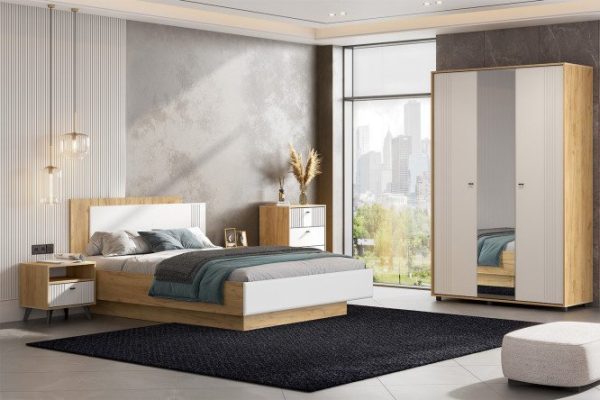 Bedroom set Barcelona oak gold, white, white matte