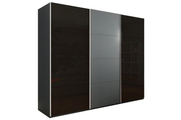 3-door wardrobe Comet 270x240x66 cm, diamond gray, black