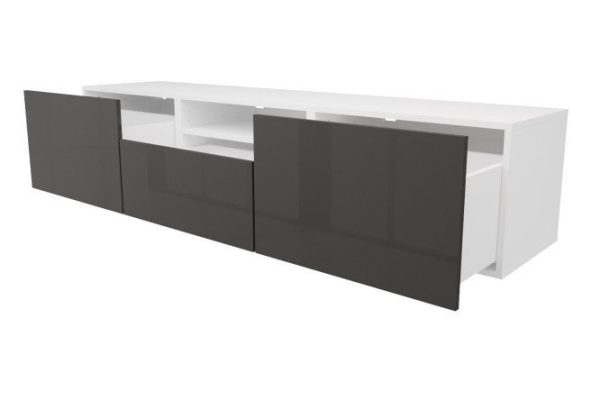 crn859d7ybwct03hawmxoqtq9l9x6ro1.jpg Cabinet with 3 drawers and 1 shelf Oscar Amika 180x38 with push to open, white / black graphite gloss