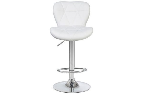 Bar stool DOBRIN Barny 46x89x54 cm, upholstery color white, legs chrome