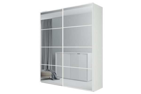 Sliding wardrobe Oscar Ultra 200x236x58 cm, white, mirror