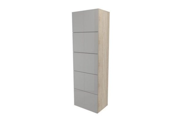 Wardrobe 5 doors Oscar Amika 60x192, Sonoma oak / dusty gray gloss