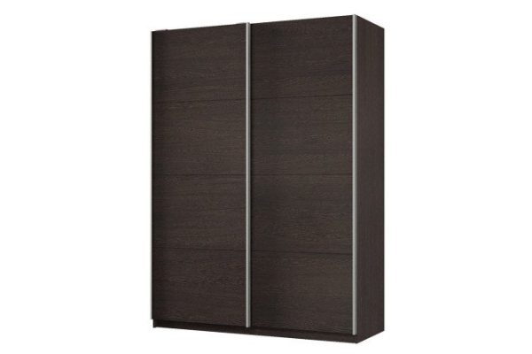 Sliding wardrobe 2-door Praktik 160x220x60 cm, wenge, silver profile