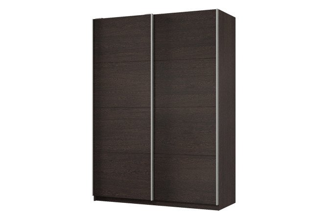 Sliding wardrobe 2-door Praktik 160x220x60 cm, wenge, silver profile