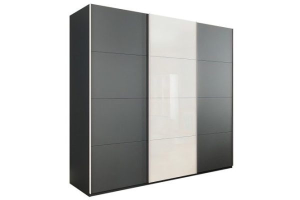 3-door wardrobe Comet 240x220x66 cm, diamond gray, white