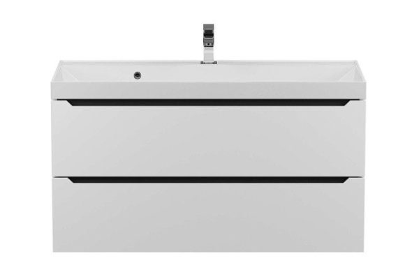 Hanging cabinet Tanos 2930205144 for bathroom 100 cm, frame color white, graphite, facade white