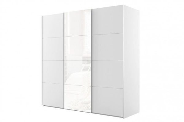 3-door wardrobe Comet 270x240 cm white snow, white fronts, mirror