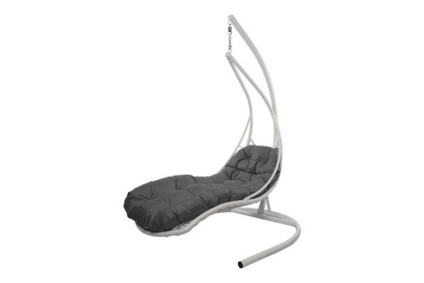 Reclining hanging chair 117x190x175 cm, base and frame color white, finishing white