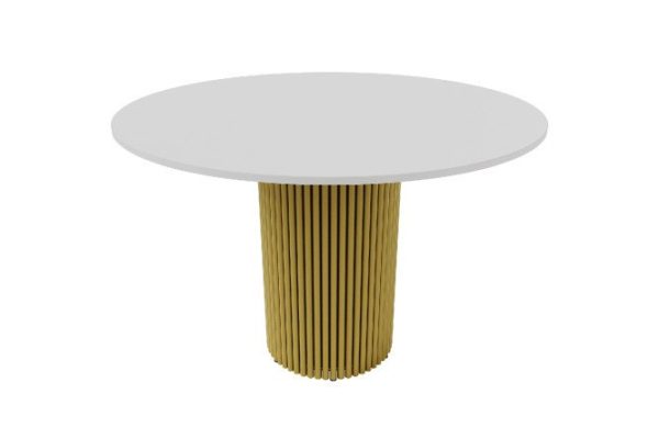 Trubis Wood table with tubular base 110x75x110 cm