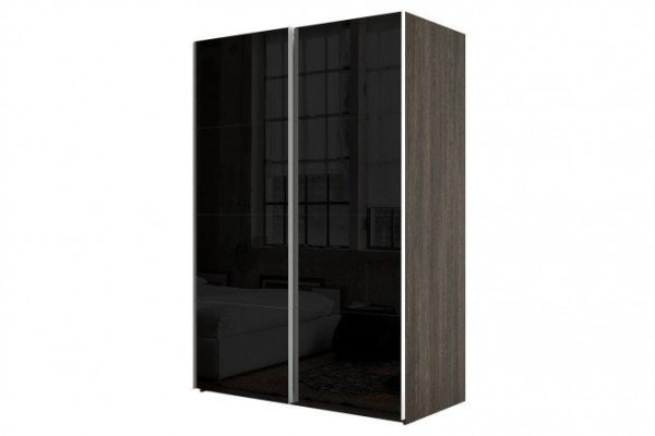Sliding wardrobe 2-door Comet 180x220 cm wenge Mali, black glass facades