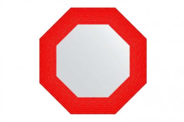 Wall mirror in a baguette frame EVOFORM Octagon BY 3883, red wave 57x57 cm