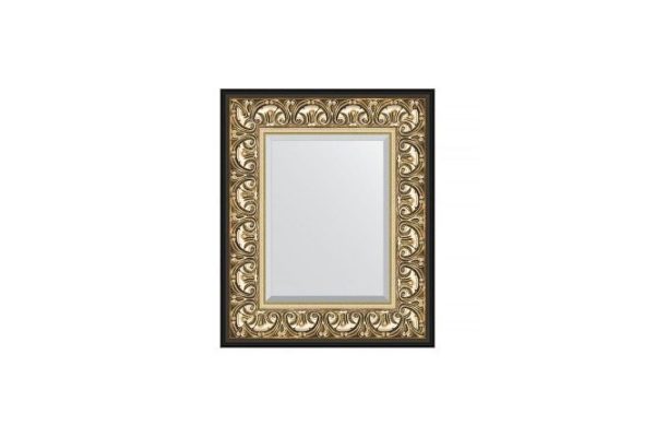 Wall mirror with bevel in a baguette frame EVOFORM BY 1373 baroque gold 50x60 cm