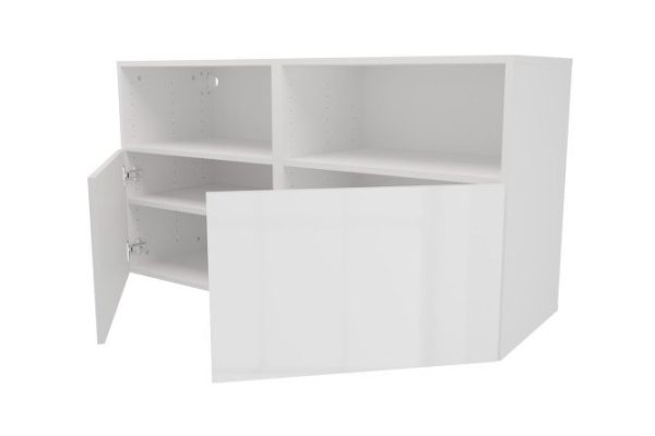 Cabinet with shelves and doors Oscar Amika 120x64, white / white gloss