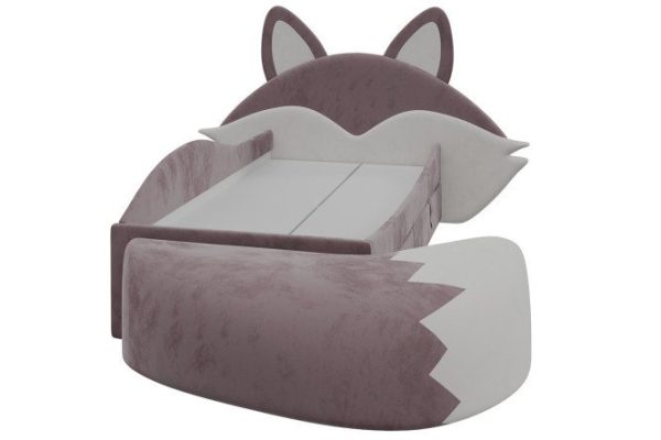 Fox bed 90x200 cm color white, pink