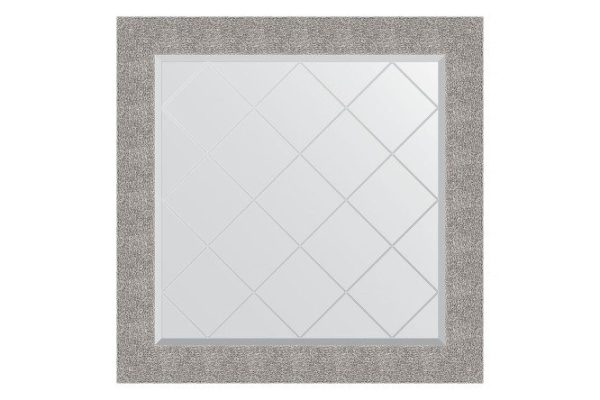 Wall mirror with engraving in a baguette frame EVOFORM Embossed silver 106x106 cm