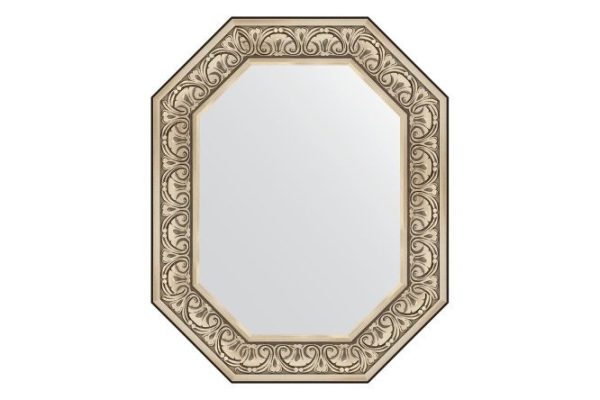 Wall mirror in a baguette frame EVOFORM Polygon BY 7246, baroque silver 65x80 cm