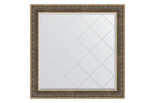Wall mirror with engraving in a baguette frame EVOFORM Monogram silver 109x109 cm