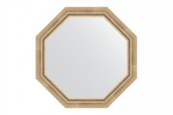 Wall mirror in a baguette frame EVOFORM Octagon BY 7315, aged silver with weaving 68x68 cm