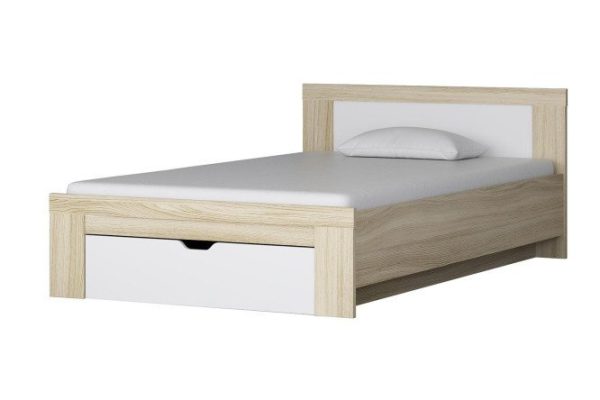 Bed with drawer Delta next 120x200 cm color shimo ash light, white