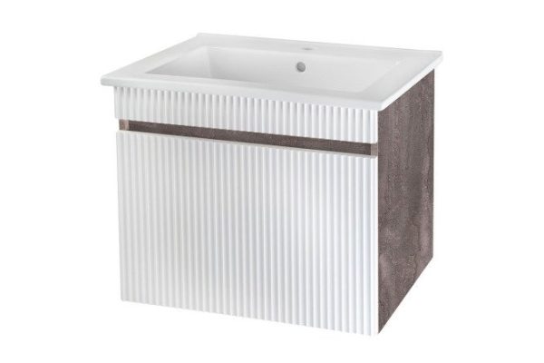 Hanging cabinet RUNO Modena 00-00001424 61.4 cm, frame color iron stone, facade white