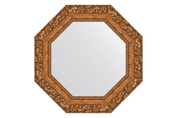 Wall mirror in a baguette frame EVOFORM Octagon BY 3772, bronze vignette 55.4x55.4 cm