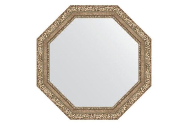 Wall mirror in a baguette frame EVOFORM Octagon BY 3777, antique silver vignette 75.4x75.4 cm