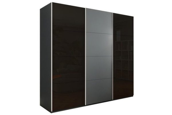 3-door wardrobe Comet 240x240x66 cm, diamond gray, black