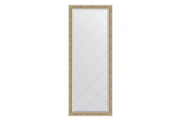 Floor mirror with engraving in a baguette frame EVOFORM BY 6302 aged silver with wickerwork 78x198 cm