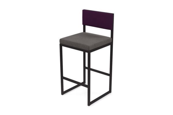 Bar stool Horeca Barnes 40x100x40 cm, upholstery color gray, purple, legs black