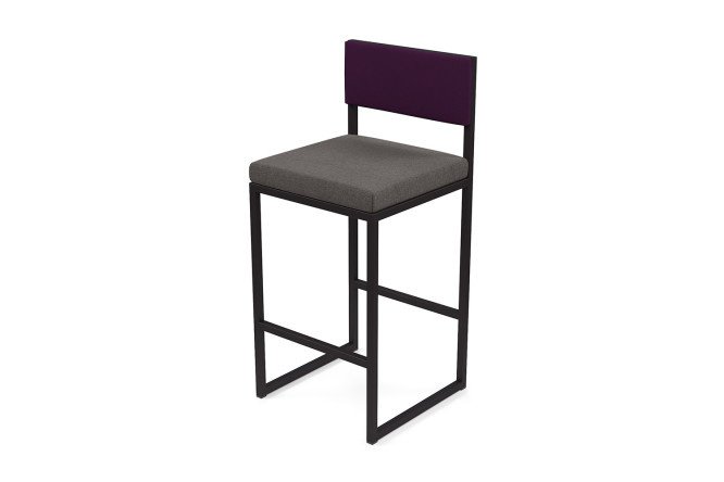 Bar stool Horeca Barnes 40x100x40 cm, upholstery color gray, purple, legs black