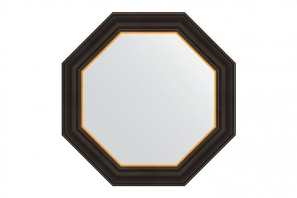 Wall mirror in a baguette frame EVOFORM Octagon BY 7402, ebony with gold 58x58 cm