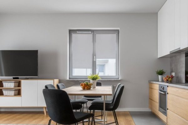 Roller blind COMFORT Silver color light gray, 43x175 cm