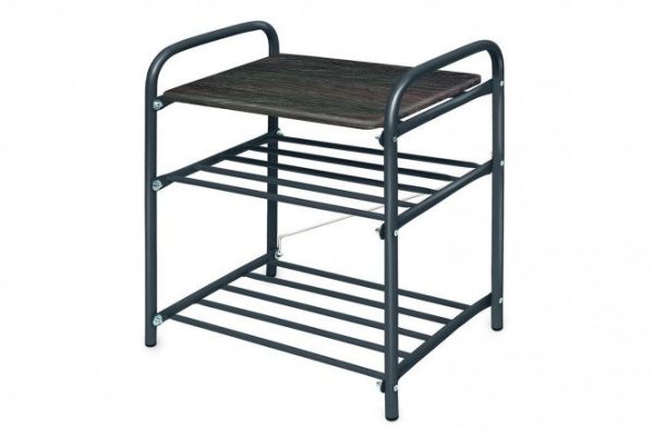 Shoe bench, chalet oak color, dark, gray