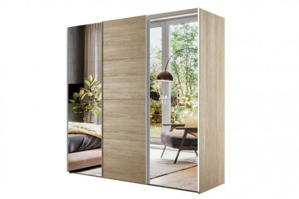 3-door wardrobe Comet 270x240 cm Bardolino oak, Bardolino oak fronts, mirror