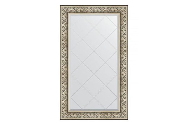 Wall mirror with engraving in a baguette frame EVOFORM baroque silver 80x135 cm