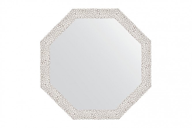Wall mirror in a baguette frame EVOFORM Octagon BY 3955, white embossing 53x53 cm
