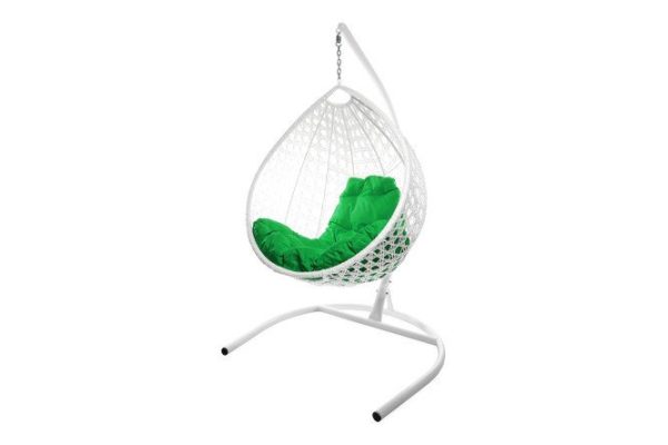 Hanging cocoon chair Drop Lux 72x186x98 cm, base and frame color white, finishing white