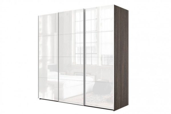 Sliding wardrobe 3-door Comet 270x240 cm wenge Mali, white glass facades