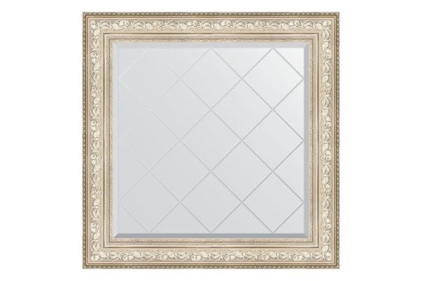 Wall mirror with engraving in a baguette frame EVOFORM vignette silver 110x110 cm