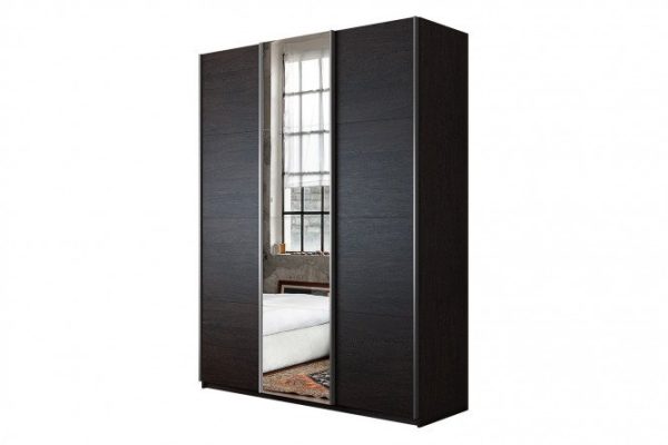 3-door wardrobe Cors 180x230 cm, wenge, with one mirror