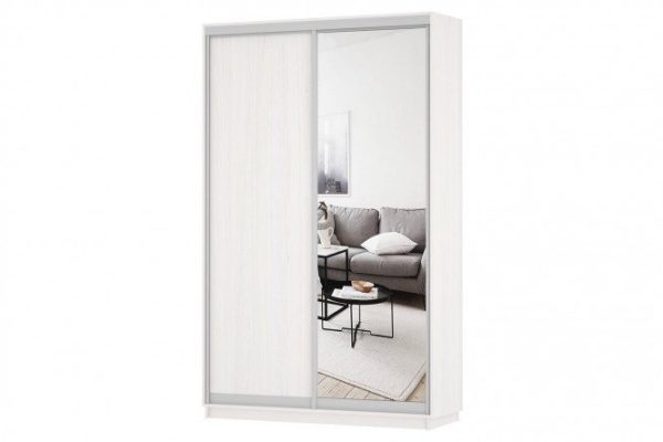 Sliding wardrobe 2-door Slide 140x240x60 cm, light ash Anchor, with one mirror