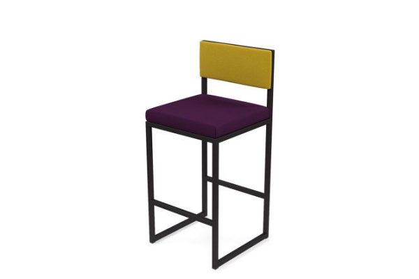 Bar stool Horeca Barnes 40x90x40 cm, upholstery color purple, yellow, legs black